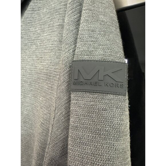 Michael Kors Quilted Hooded Jacket Size Large Gray Mens Outerwear Knit Bomber - Picture 2 of 6